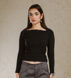 BOAT NECK BASIC TOP LINED