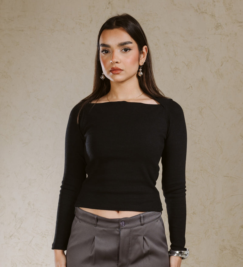 BOAT NECK BASIC TOP LINED