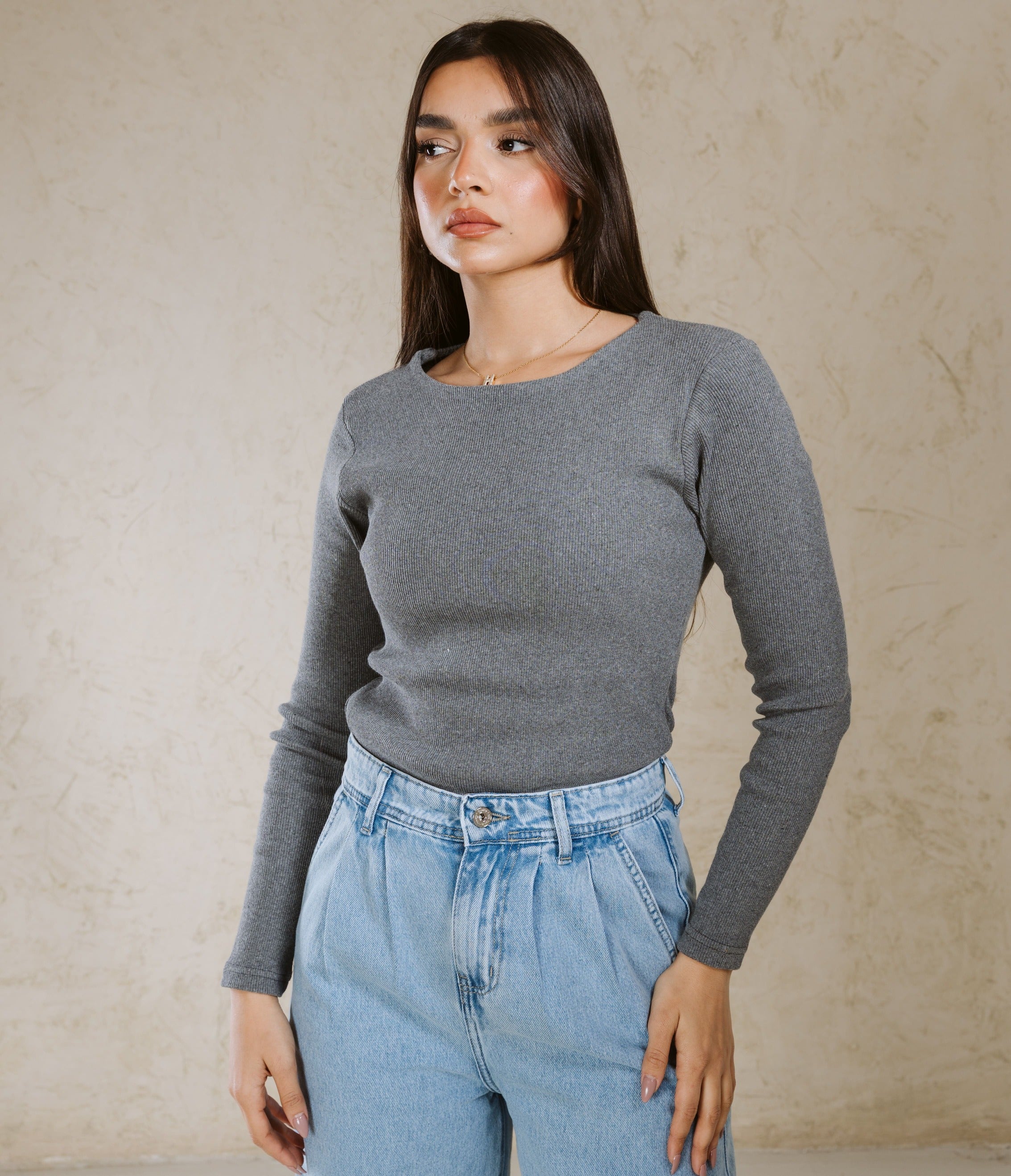 CREW NECK BASIC TOP LINED