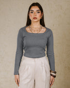 SQUARE NECK BASIC TOP LINED