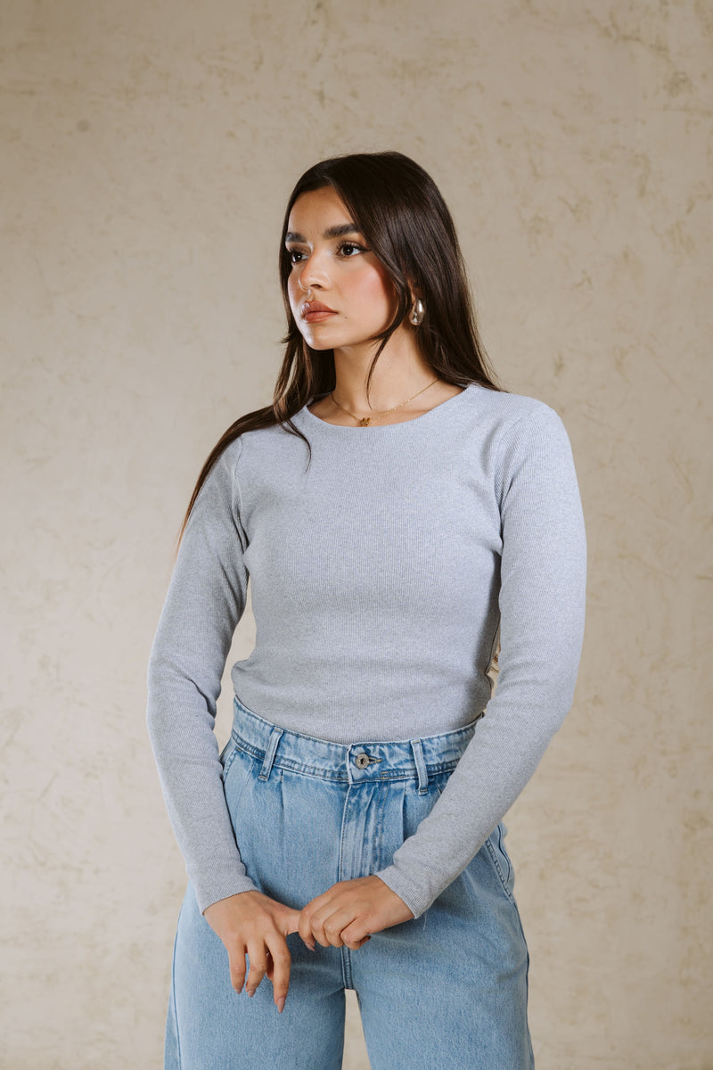 CREW NECK BASIC TOP LINED