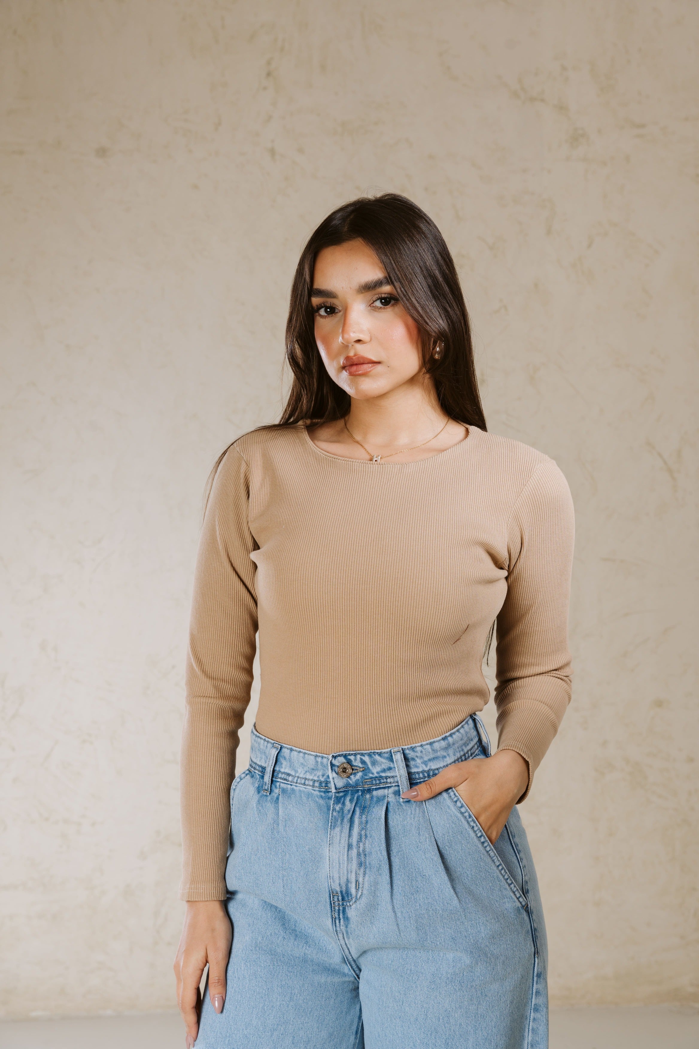 CREW NECK BASIC TOP LINED