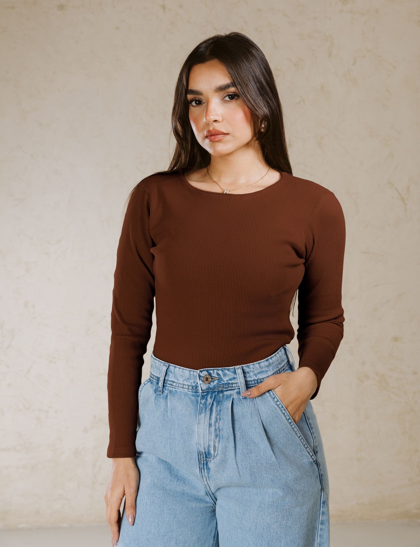 CREW NECK BASIC TOP LINED