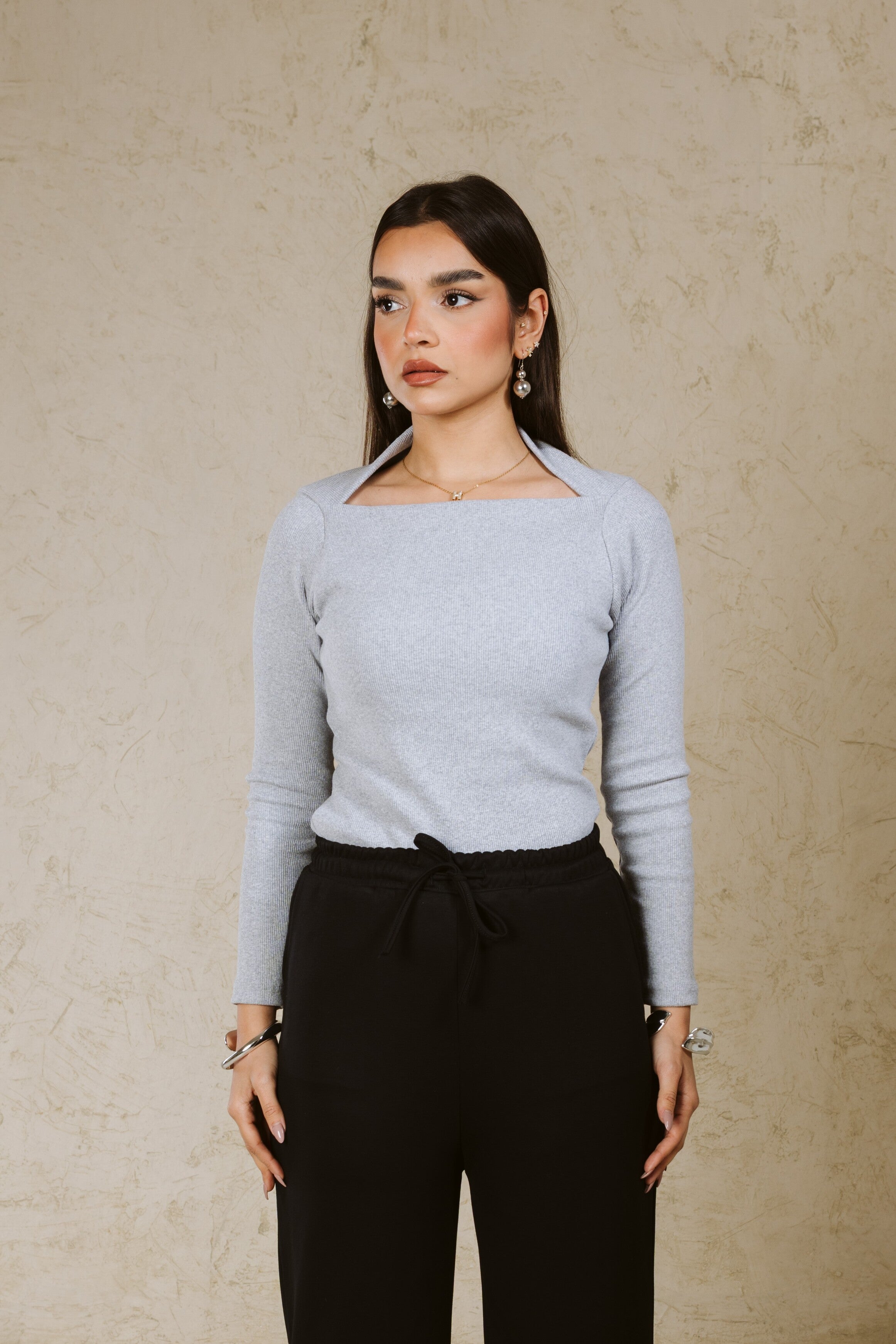 BOAT NECK BASIC TOP LINED