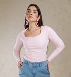 SQUARE NECK BASIC TOP LINED