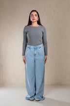 PLEATED WIDE LEG BLUE