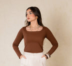 SQUARE NECK BASIC TOP LINED
