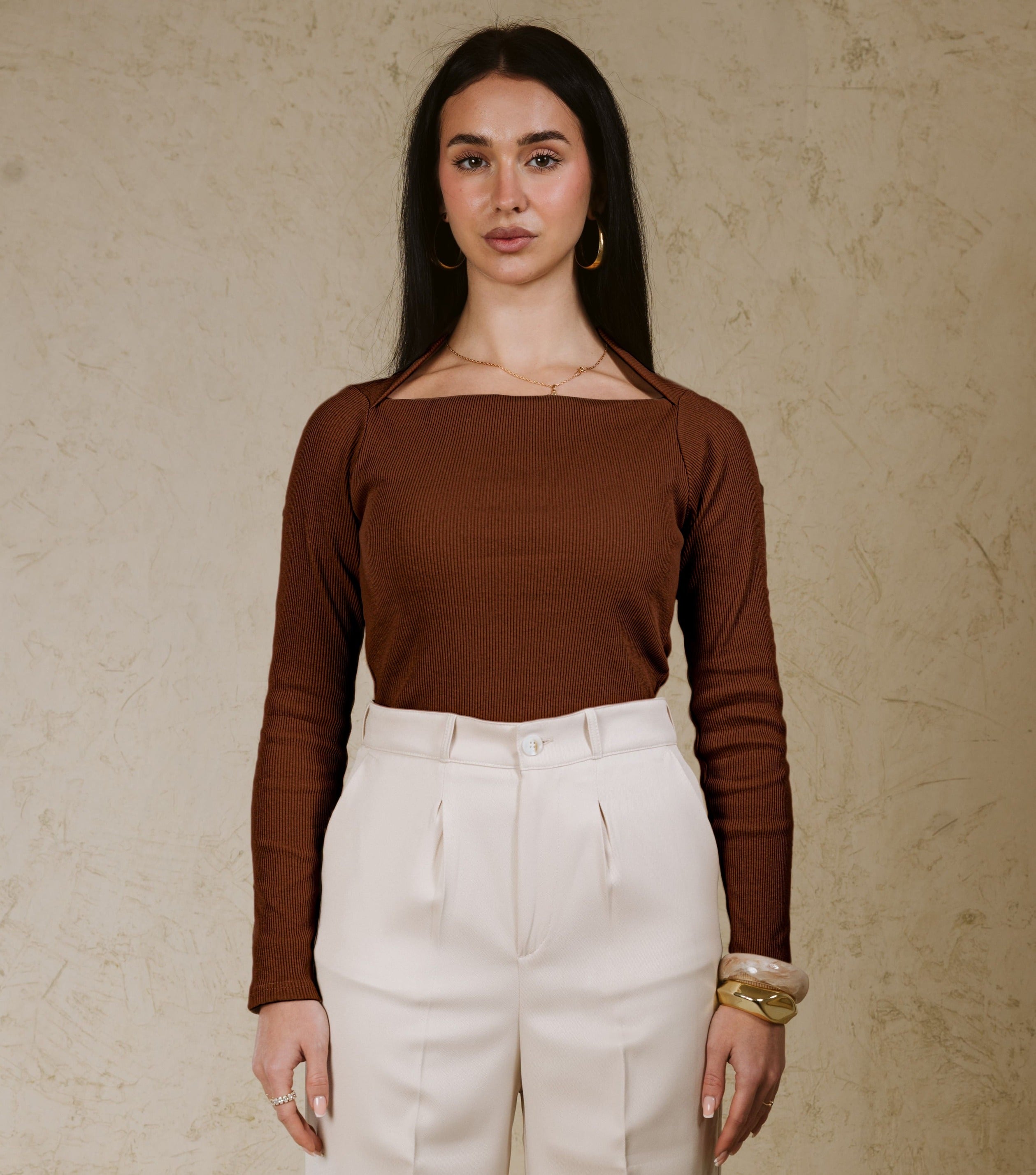 BOAT NECK BASIC TOP LINED