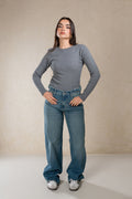 WIDE LEG FLAP POCKET DIRTY BLUE