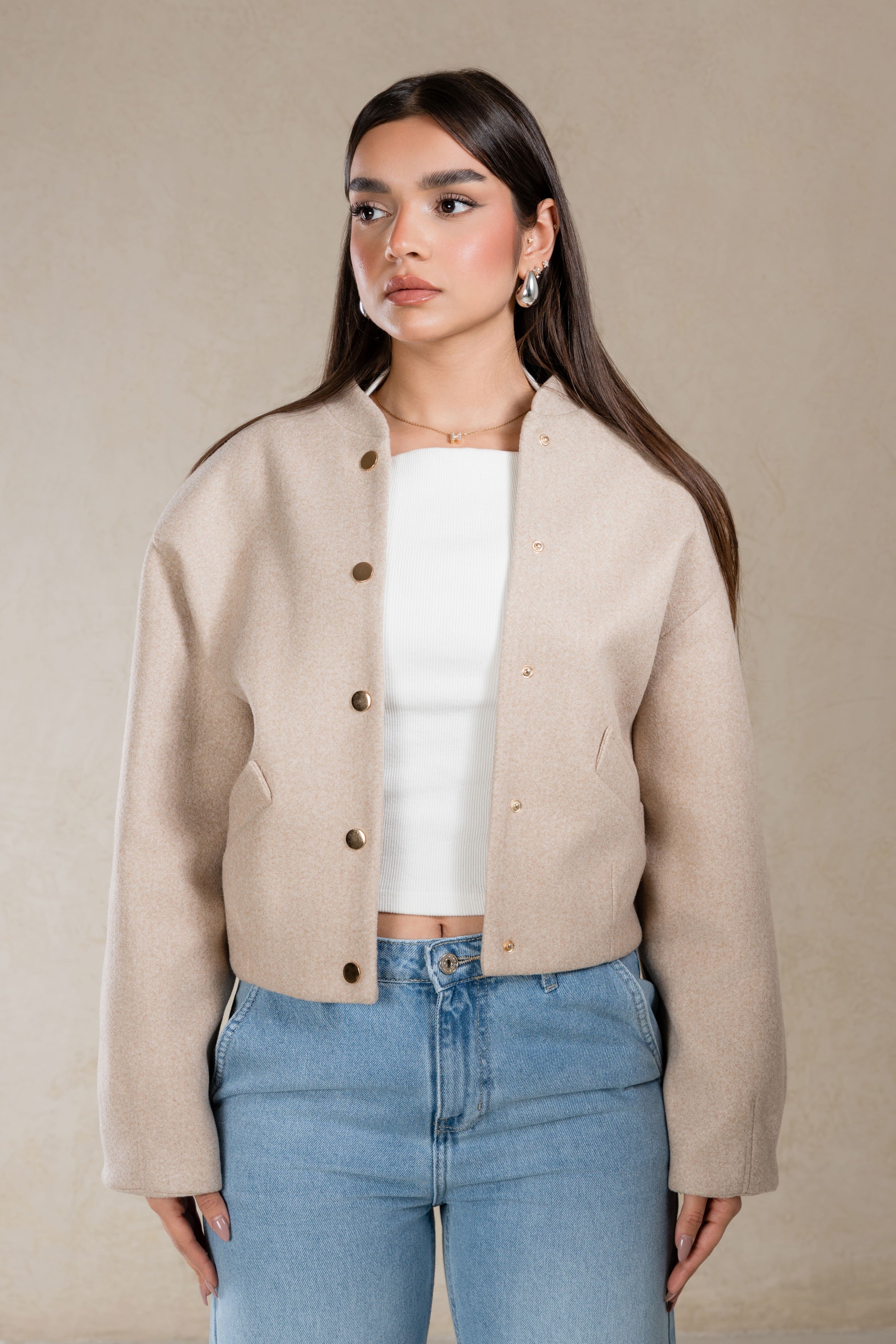 SOFT BOMBER WITH ELASTIC HEM