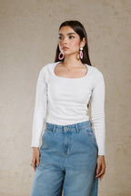 SQUARE NECK BASIC TOP LINED