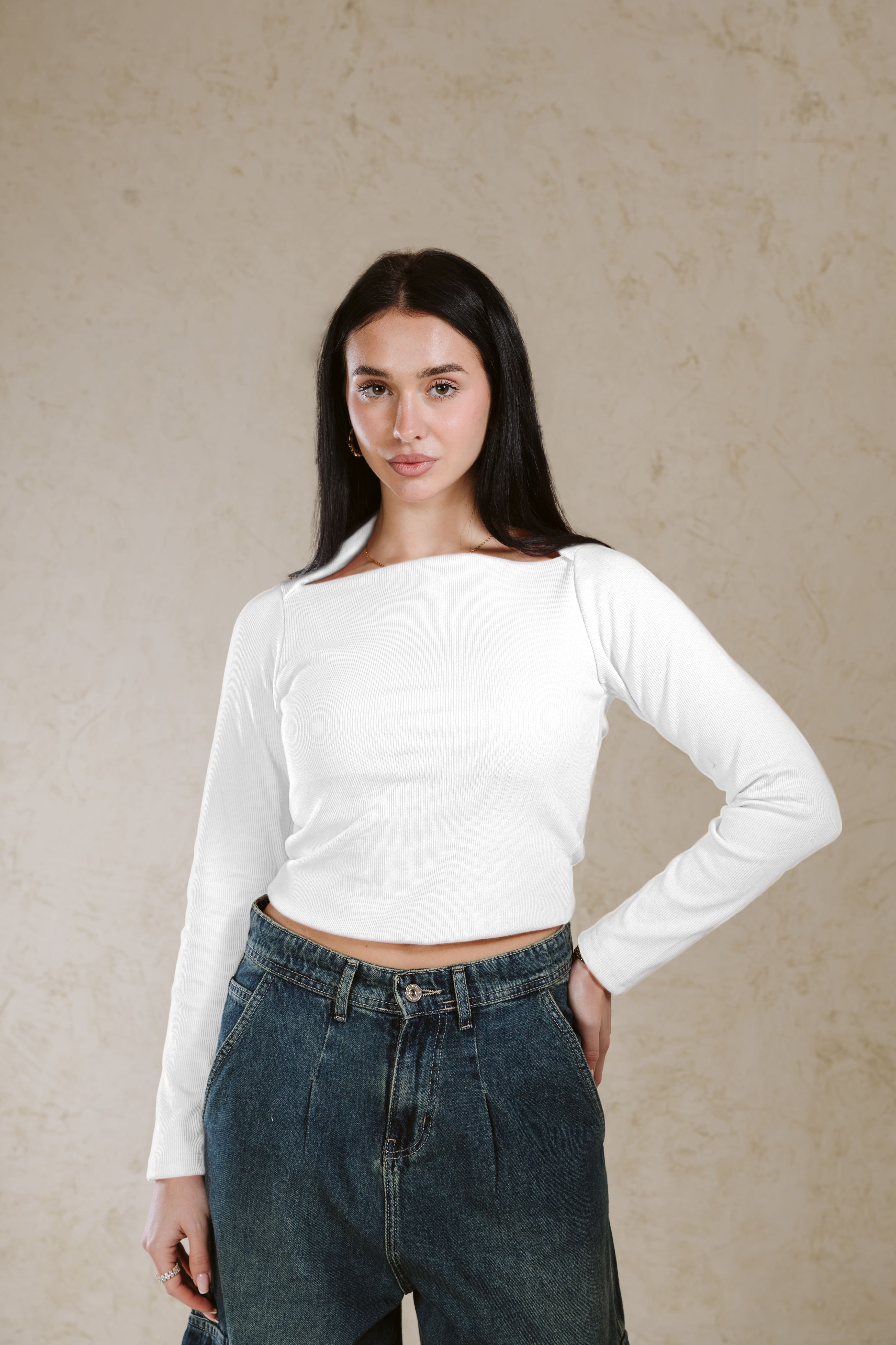 BOAT NECK BASIC TOP LINED