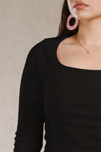 SQUARE NECK BASIC TOP LINED