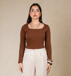 SQUARE NECK BASIC TOP LINED