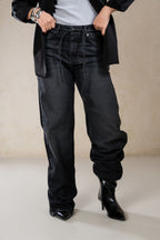 WIDE LEG WITH BELT DARK GREY