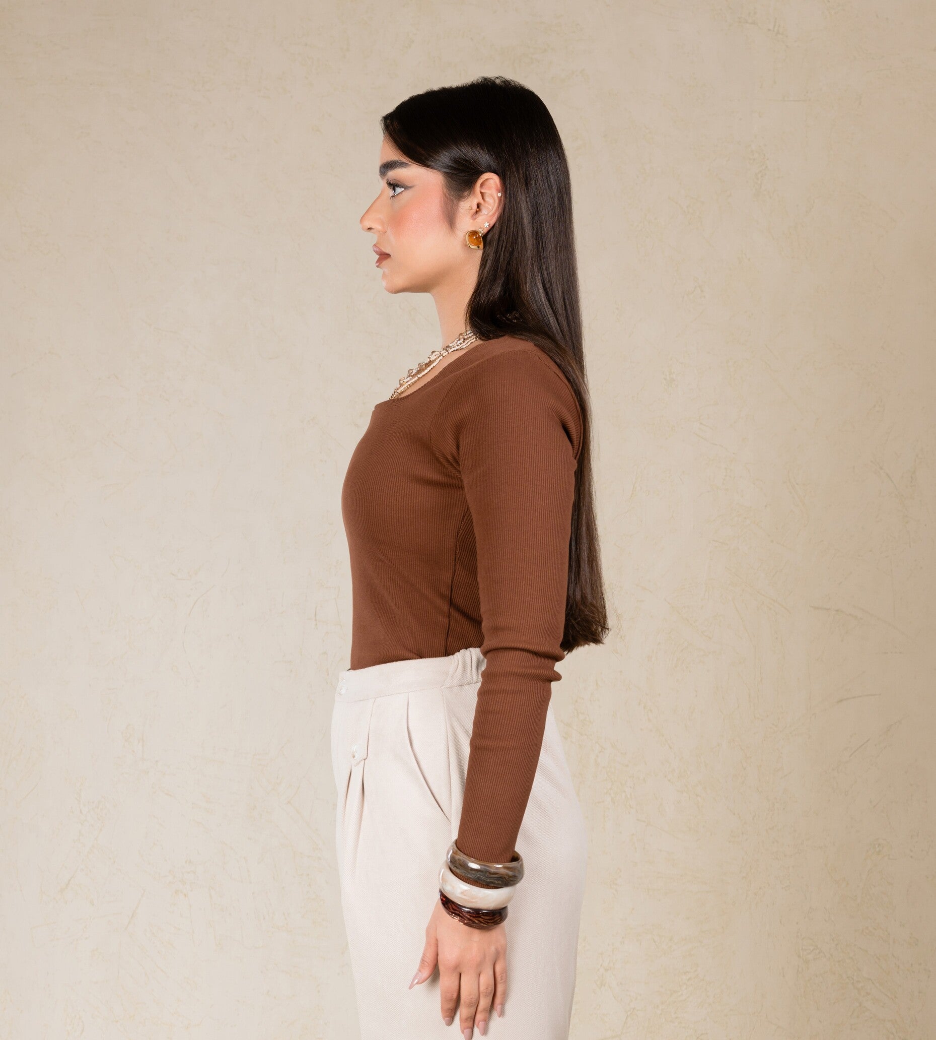 SQUARE NECK BASIC TOP LINED