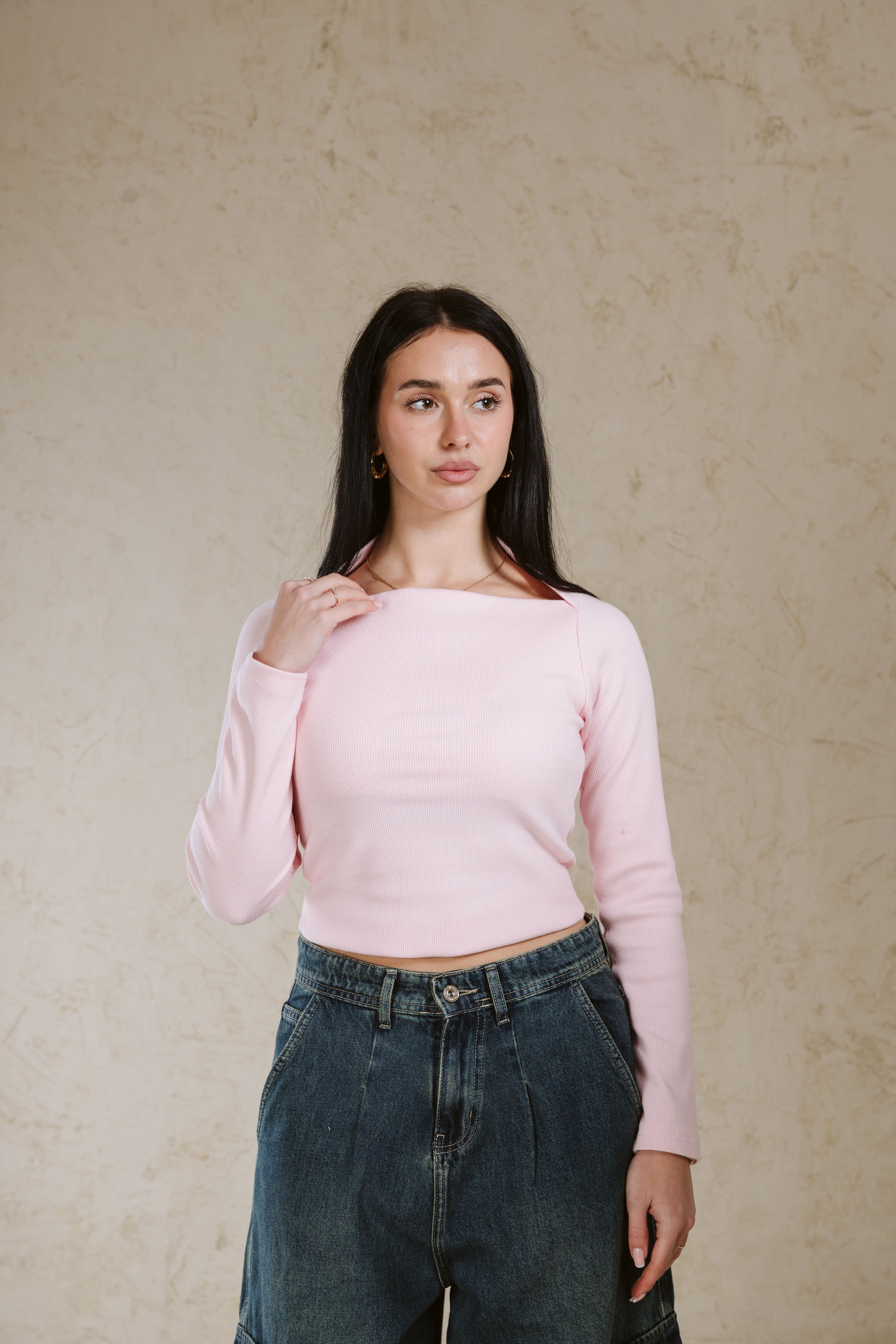 BOAT NECK BASIC TOP LINED