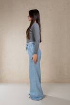 PLEATED WIDE LEG BLUE