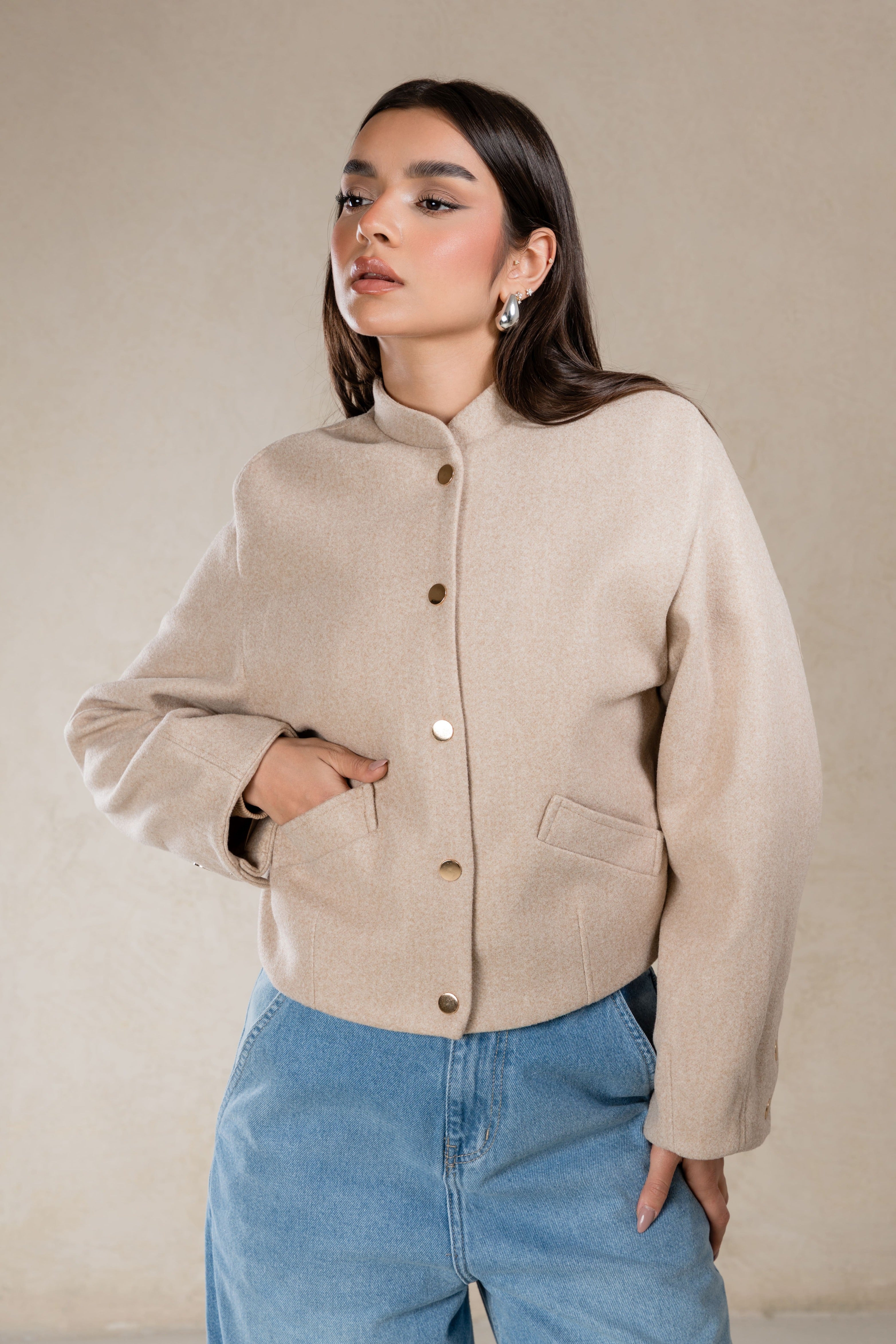 SOFT BOMBER WITH ELASTIC HEM