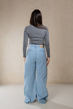 PLEATED WIDE LEG BLUE