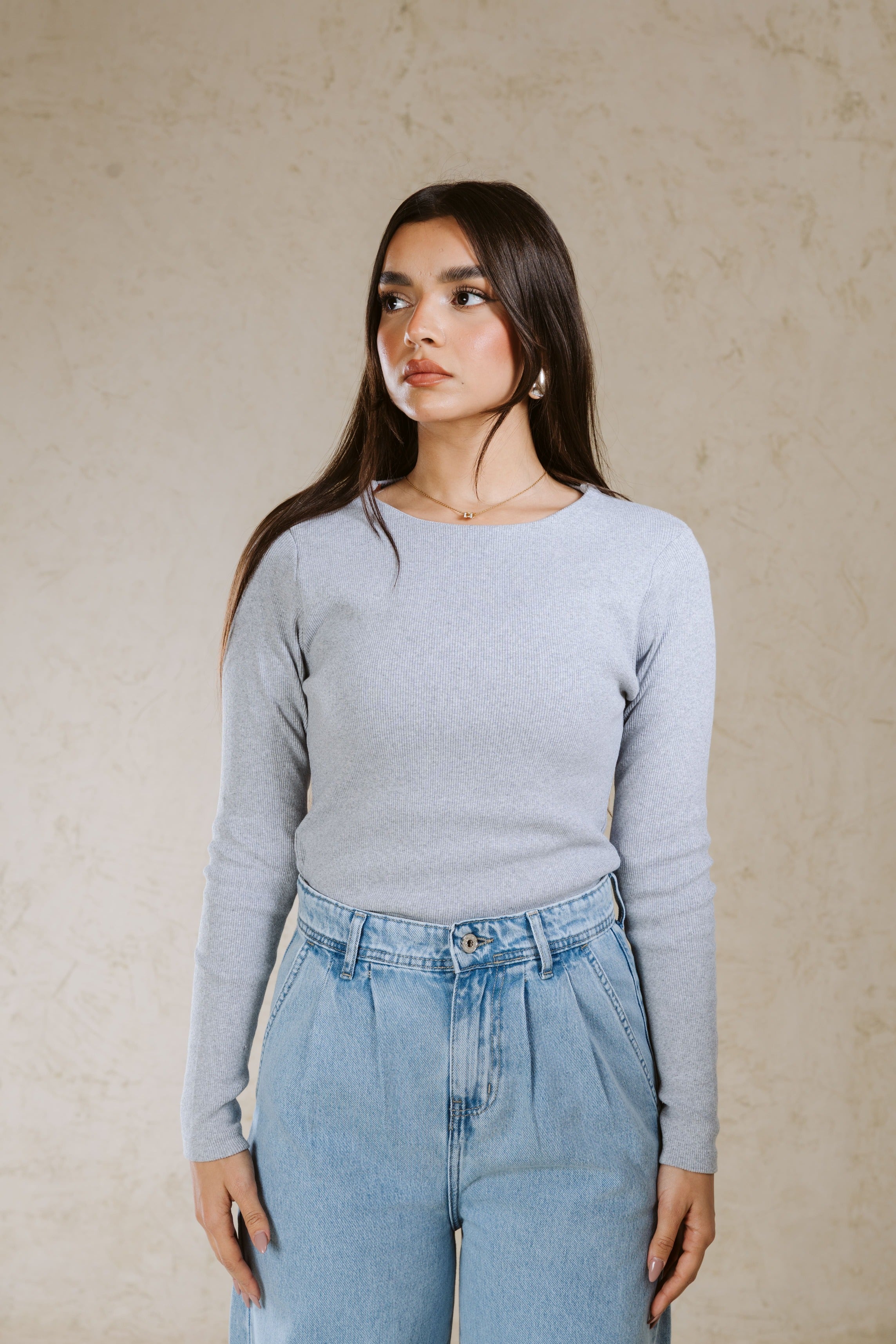 CREW NECK BASIC TOP LINED