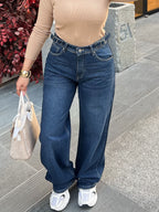 WIDE LEG FLAP POCKET DARK BLUE