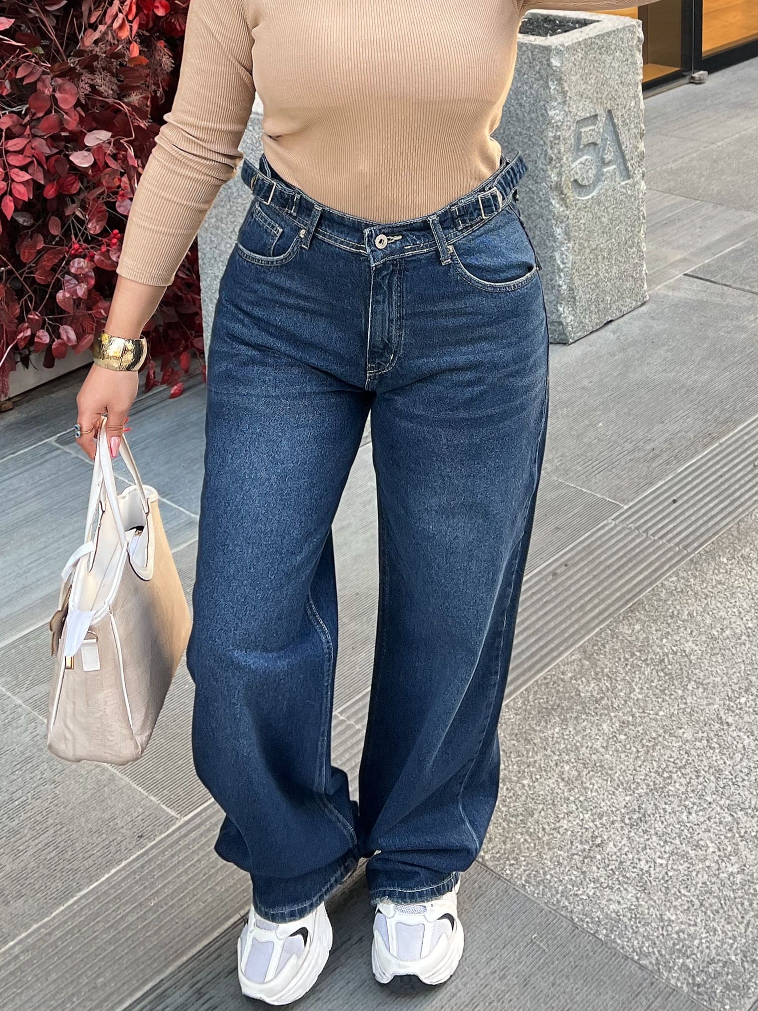 WIDE LEG FLAP POCKET DARK BLUE