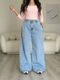 Wide-Leg Pleated Blue
