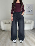 Wide-Leg With Belt Dark Grey